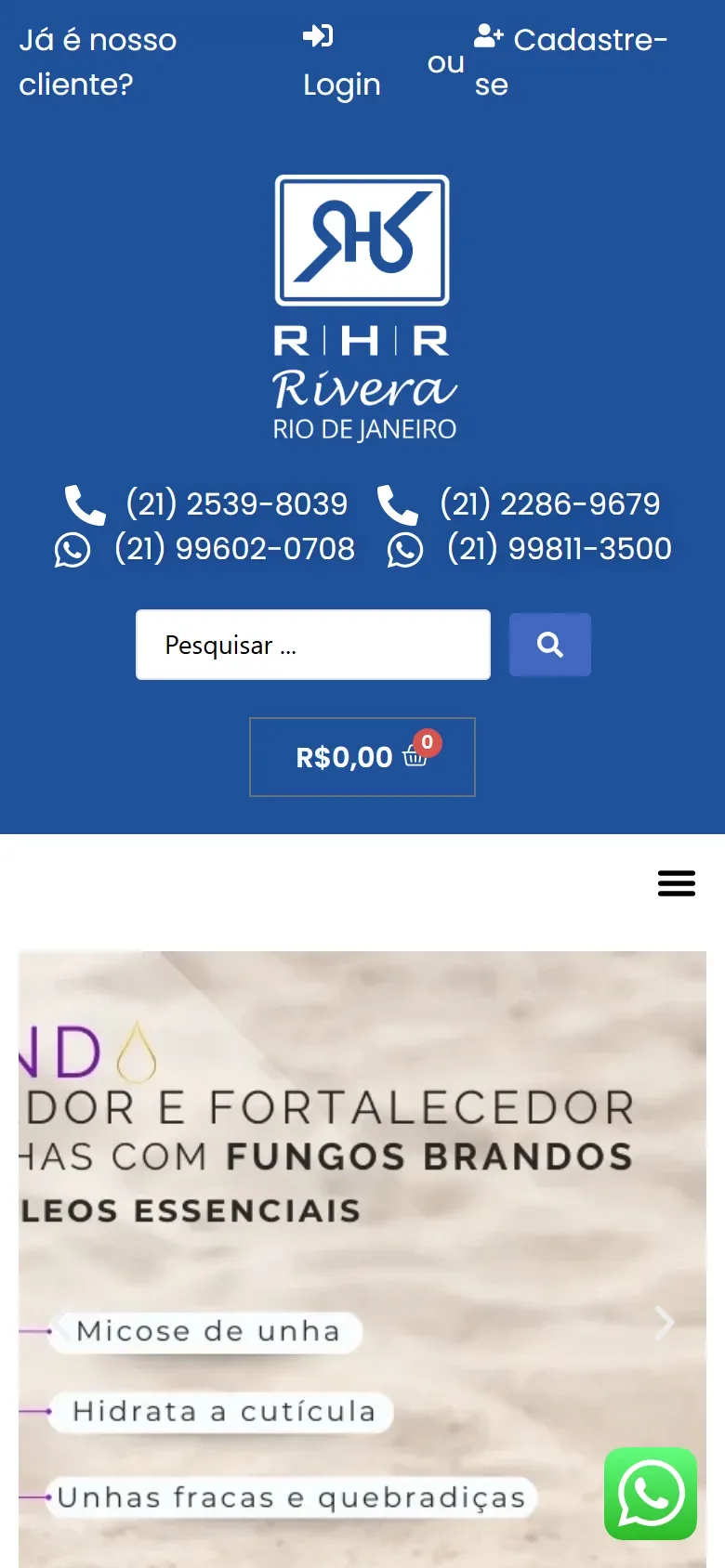 O mesmo site no celular