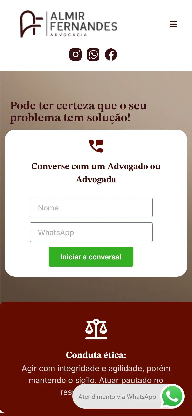 O mesmo site no celular