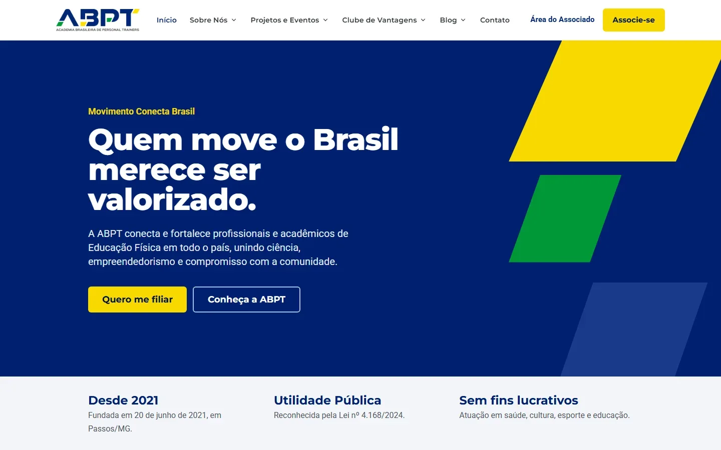 Página inicial do site ABPT | Academia Brasileira de Personal Trainers no computador