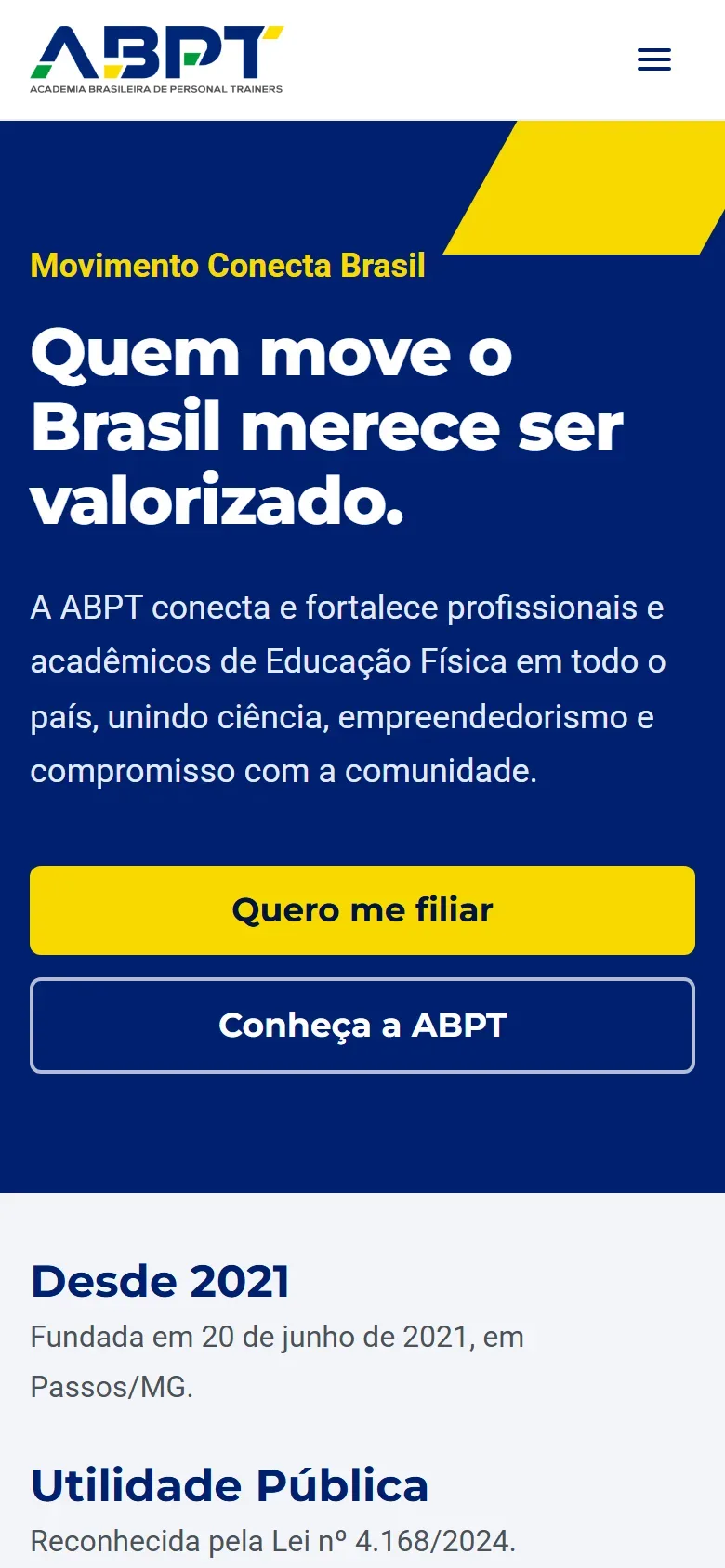 O mesmo site no celular